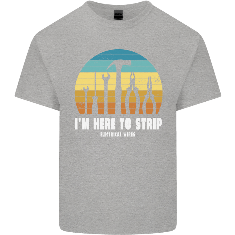 Electrician Here to Strip Funny Sparky Mens Cotton T-Shirt Tee Top Sports Grey