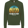 Electrician Here to Strip Funny Sparky Mens Sweatshirt Jumper Forest Green