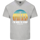 Electrician Here to Strip Funny Sparky Mens V-Neck Cotton T-Shirt Sports Grey