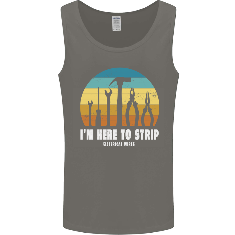 Electrician Here to Strip Funny Sparky Mens Vest Tank Top Charcoal