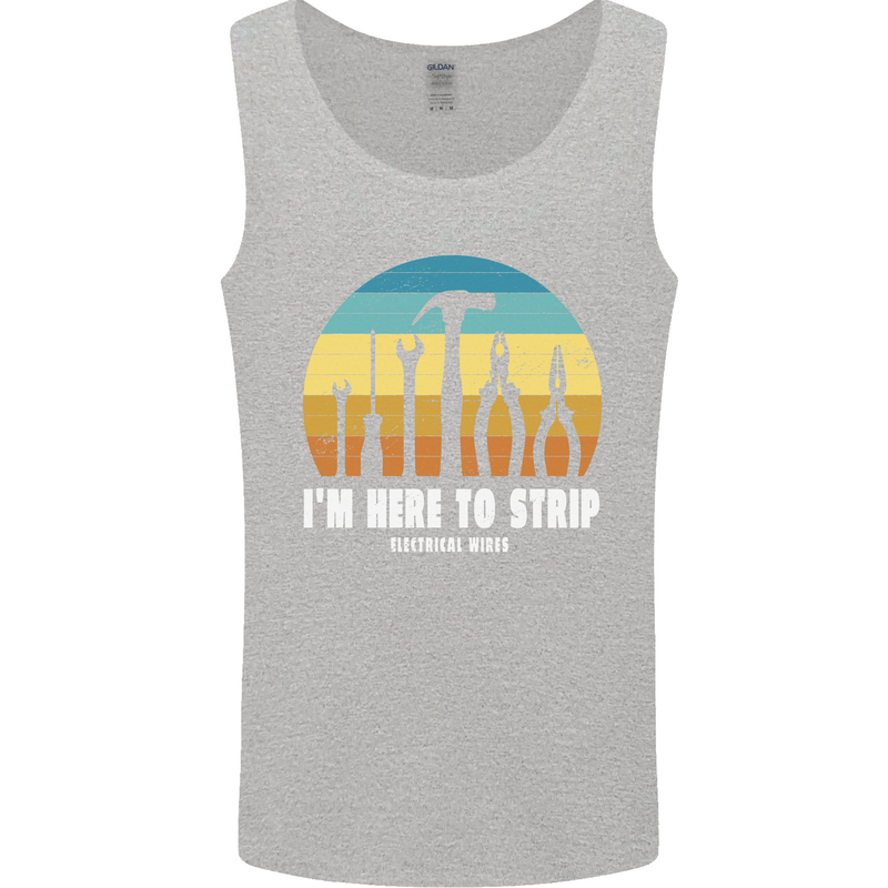 Electrician Here to Strip Funny Sparky Mens Vest Tank Top Sports Grey