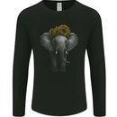 Elephant Sunflower Mens Long Sleeve T-Shirt Black