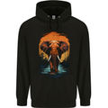 Elephant Sunset Childrens Kids Hoodie Black