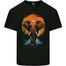 Elephant Sunset Kids T-Shirt Childrens Black