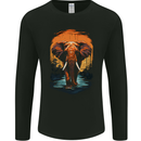 Elephant Sunset Mens Long Sleeve T-Shirt Black