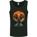 Elephant Sunset Mens Vest Tank Top Black