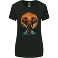 Elephant Sunset Womens Wider Cut T-Shirt Black