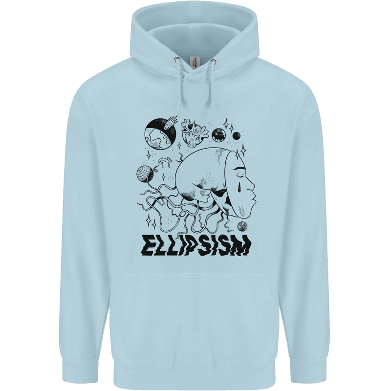 Ellipsism Missing Out on the Future Mens 80% Cotton Hoodie Light Blue