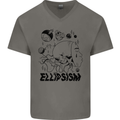 Ellipsism Missing Out on the Future Mens V-Neck Cotton T-Shirt Charcoal