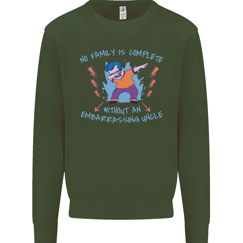 Embarrassing Uncle Funny Uncles Day Kids Sweatshirt Jumper Forest Green