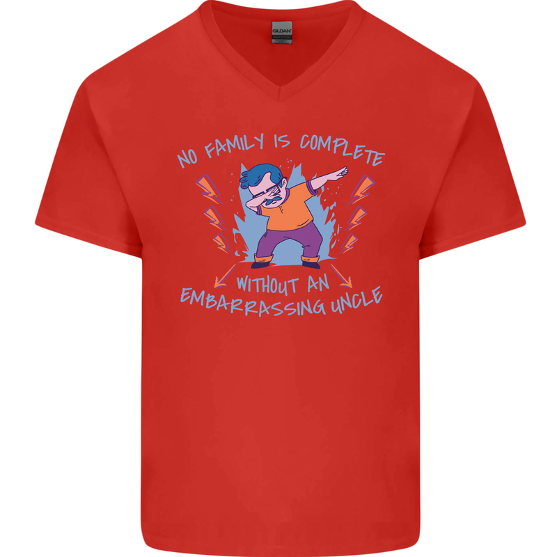 Embarrassing Uncle Funny Uncles Day Mens V-Neck Cotton T-Shirt Red