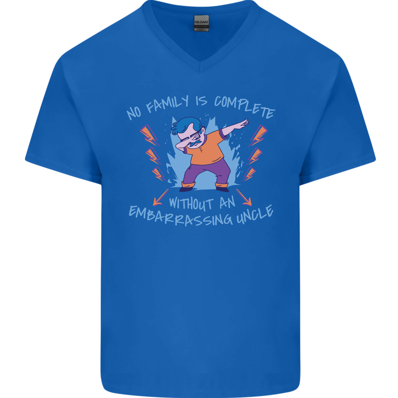 Embarrassing Uncle Funny Uncles Day Mens V-Neck Cotton T-Shirt Royal Blue