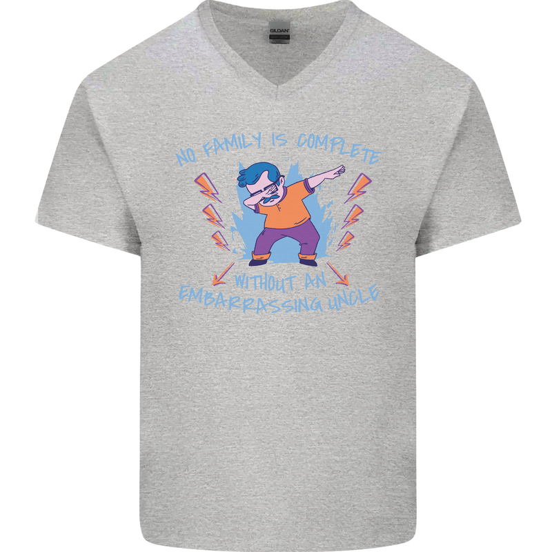 Embarrassing Uncle Funny Uncles Day Mens V-Neck Cotton T-Shirt Sports Grey