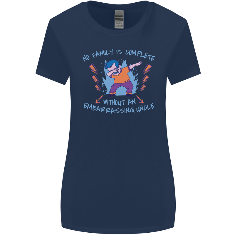 Embarrassing Uncle Funny Uncles Day Womens Wider Cut T-Shirt Navy Blue