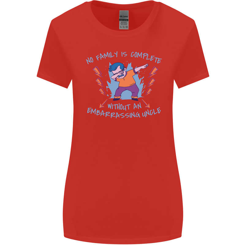 Embarrassing Uncle Funny Uncles Day Womens Wider Cut T-Shirt Red