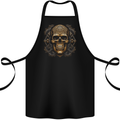 Embossed Golden Skull Cotton Apron 100% Organic Black