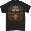Embossed Golden Skull Mens T-Shirt 100% Cotton BLACK