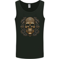 Embossed Golden Skull Mens Vest Tank Top Black