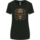 Embossed Golden Skull Womens Wider Cut T-Shirt Black