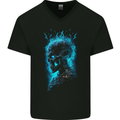 Energy Skull Heavy Metal Rock Music Biker Mens V-Neck Cotton T-Shirt Black