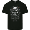 Engine Skull Car Motorcycle Biker Mechanic Kids T-Shirt Childrens Black