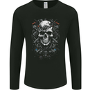 Engine Skull Car Motorcycle Biker Mechanic Mens Long Sleeve T-Shirt Black