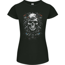 Engine Skull Car Motorcycle Biker Mechanic Womens Petite Cut T-Shirt Black