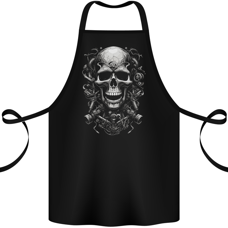 Engine Skull Motorcycle Biker Mechanic Car Cotton Apron 100% Organic Black