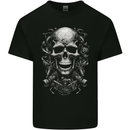 Engine Skull Motorcycle Biker Mechanic Car Kids T-Shirt Childrens Black