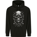Engine Skull Motorcycle Biker Mechanic Car Mens 80% Cotton Hoodie Black