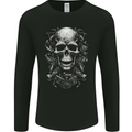 Engine Skull Motorcycle Biker Mechanic Car Mens Long Sleeve T-Shirt Black