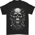 Engine Skull Motorcycle Biker Mechanic Car Mens T-Shirt 100% Cotton Black