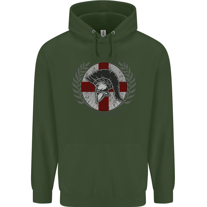 England Bodybuilding Flag Gym Training English Mens 80% Cotton Hoodie Forest Green