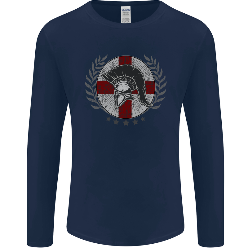 England Bodybuilding Flag Gym Training English Mens Long Sleeve T-Shirt Navy Blue