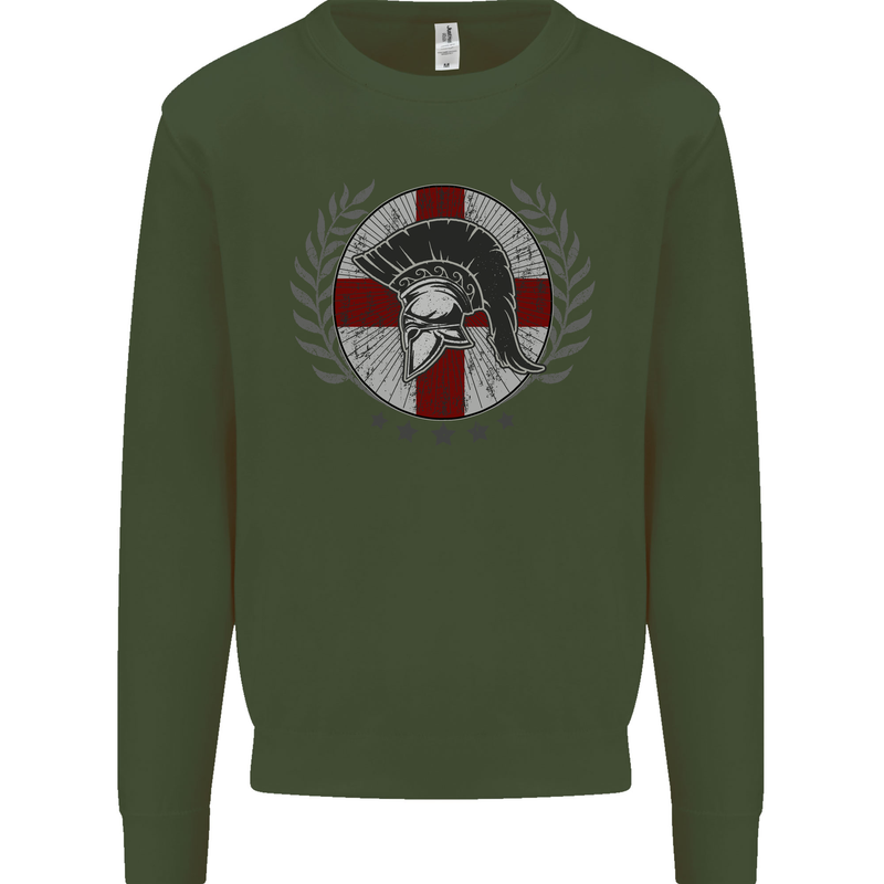England Bodybuilding Flag Gym Training English Mens Sweatshirt Jumper Forest Green