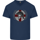 England Bodybuilding Flag Gym Training English Mens V-Neck Cotton T-Shirt Navy Blue