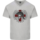 England Bodybuilding Flag Gym Training English Mens V-Neck Cotton T-Shirt Sports Grey