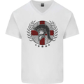 England Bodybuilding Flag Gym Training English Mens V-Neck Cotton T-Shirt White