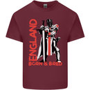 England Born & Bred St Georges Day Mens Cotton T-Shirt Tee Top Maroon