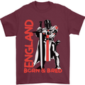 England Born & Bred St Georges Day Mens T-Shirt 100% Cotton Maroon