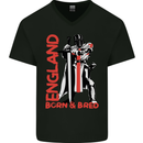 England Born & Bred St Georges Day Mens V-Neck Cotton T-Shirt Black