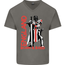 England Born & Bred St Georges Day Mens V-Neck Cotton T-Shirt Charcoal