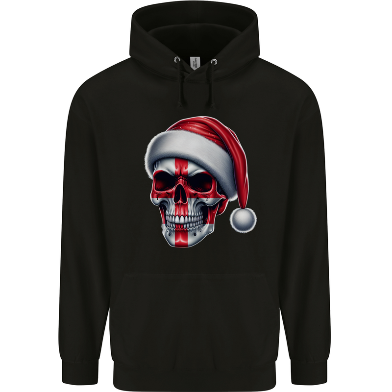 England Christmas Skull Xmas English Flag Biker Childrens Kids Hoodie Black