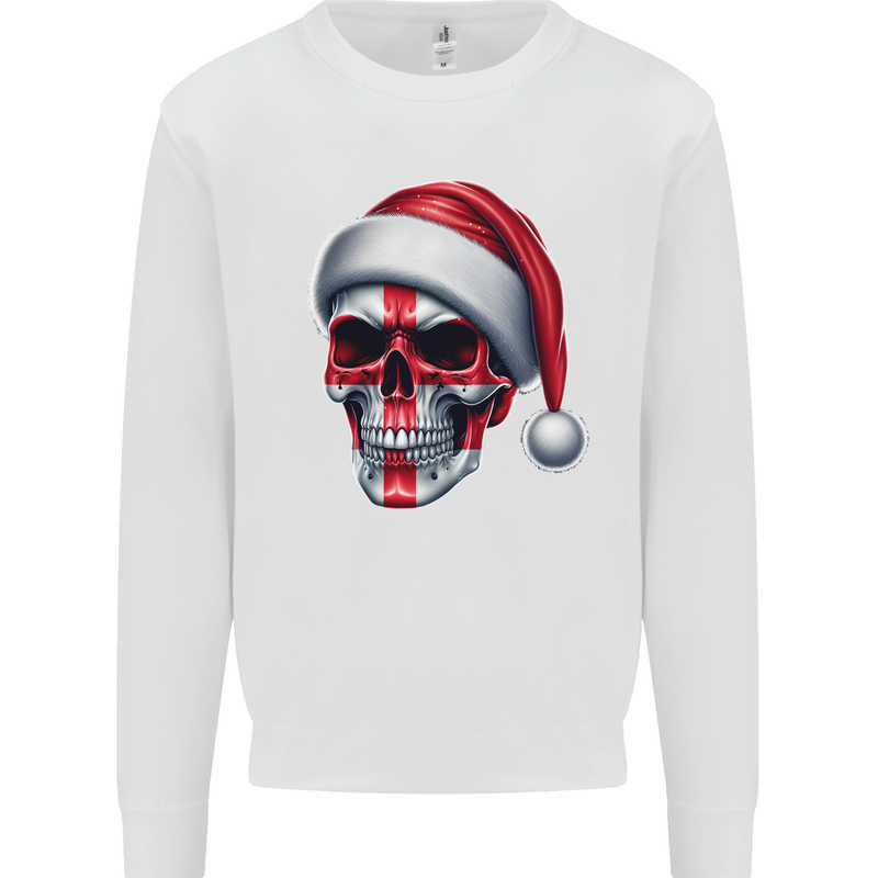 England Christmas Skull Xmas English Flag Biker Kids Sweatshirt Jumper White
