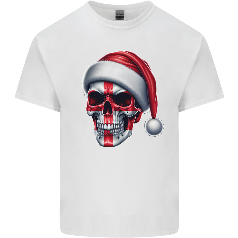 England Christmas Skull Xmas English Flag Biker Kids T-Shirt Childrens White