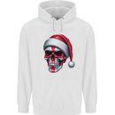 England Christmas Skull Xmas English Flag Biker Mens 80% Cotton Hoodie White