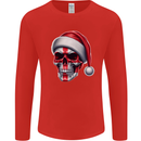 England Christmas Skull Xmas English Flag Biker Mens Long Sleeve T-Shirt Red