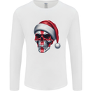 England Christmas Skull Xmas English Flag Biker Mens Long Sleeve T-Shirt White