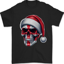 England Christmas Skull Xmas English Flag Biker Mens T-Shirt 100% Cotton Black