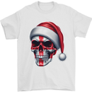 England Christmas Skull Xmas English Flag Biker Mens T-Shirt 100% Cotton White